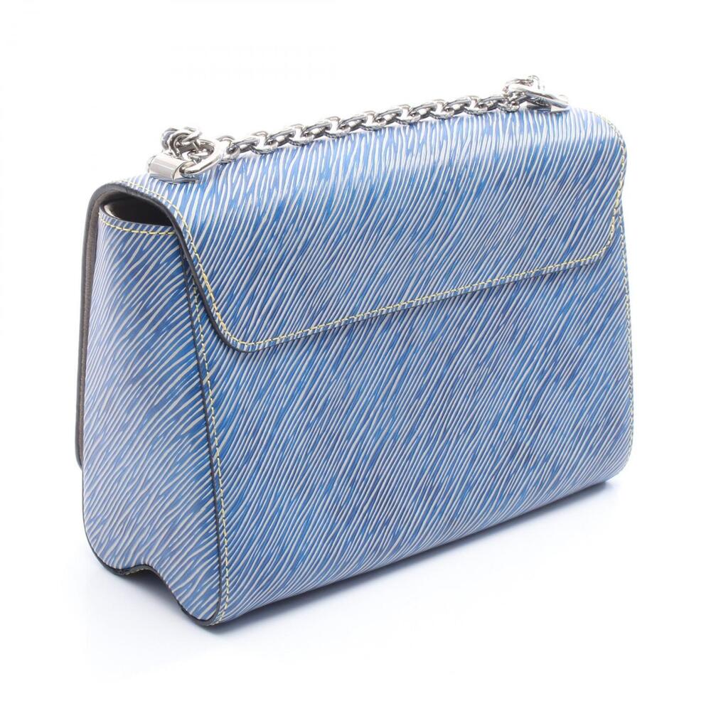 Louis Vuitton Epi Leather Twist Blue Bag White Denim Shoulder